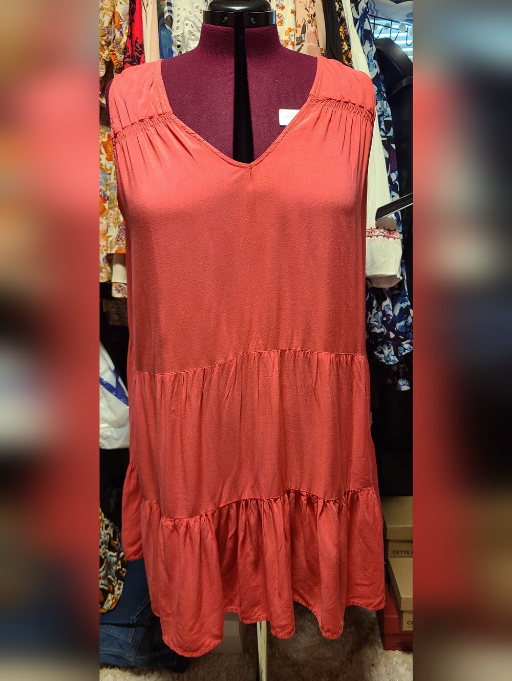 True Craft Coral Tiered Dress